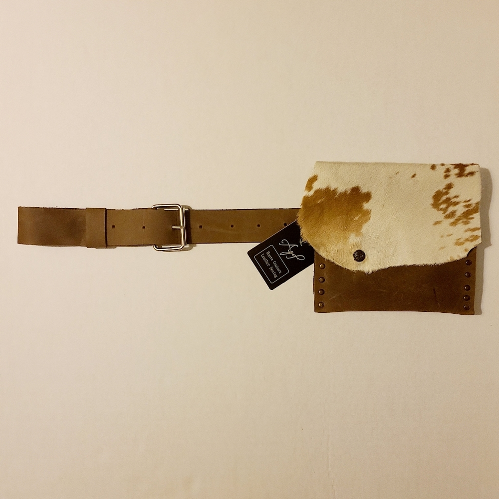 Leather belt with bag